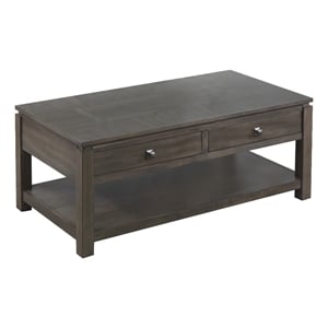 Sunset Trading Shades of Gray Wood Coffee Table with Drawers and Shelf in Gray