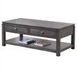 Sunset Trading Shades of Gray Wood Coffee Table with Drawers and Shelf in Gray
