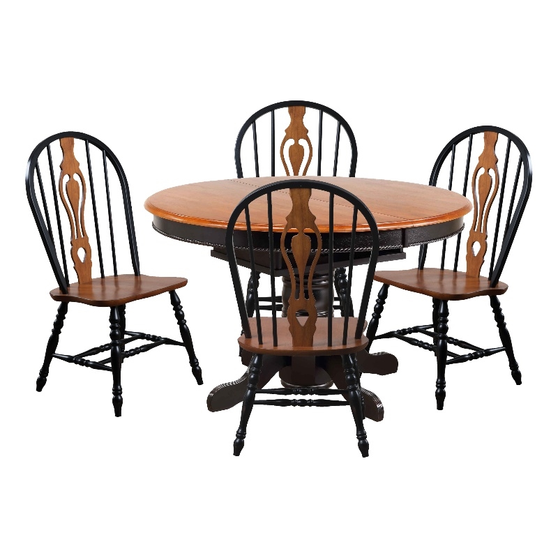 Sunset Trading Selections 5PC Round/Oval Butterfly Dining Set Black/Cherry Wood