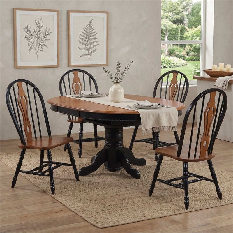 Sunset Trading Selections 5PC Round/Oval Butterfly Dining Set Black/Cherry Wood