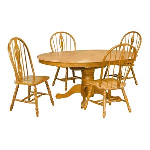Sunset Trading Oak Selections 5PC 48&quot Round/Oval Butterfly Dining Table Set Wood