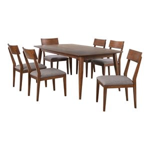 Sunset Trading 7-Piece 78&quot Rectangular Mid-Century Wood Dining Set in Walnut