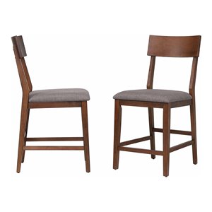 Sunset Trading 24&quot Mid-Century Wood Bar Stools in Danish Walnut (Set of 2)