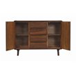 Sunset Trading Mid-Century Wood Server 4 Drawers & 2 Storage Cabinets in Walnut