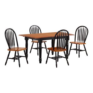 Sunset Trading Black Cherry Selections 5PC 60&quot Wood Dining Set in Black