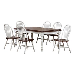 Sunset Trading Andrews 7-Piece 72&quot Extendable Wood Dining Set in White