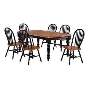 Sunset Trading Black Cherry Selections 7PC Extendable Wood Dining Set in Black