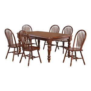 Sunset Trading Andrews 7-Piece 72&quot Extendable Wood Dining Set in Chestnut