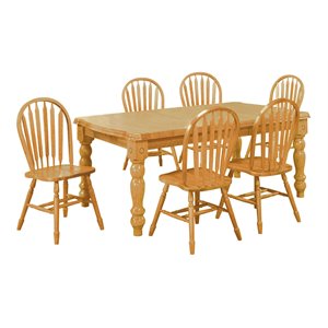 Sunset Trading Oak Selections 7-Piece 72&quot Extendable Wood Dining Set in Oak