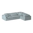 Sunset Trading Puff 4-Piece Slipcovered Modular Fabric Sectional in Blue