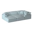 Sunset Trading Puff 6PC Slipcovered Modular Pit Fabric Sectional in Blue
