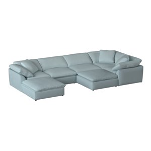 Sunset Trading Puff 7PC Slipcovered Modular Fabric Sectional Set in Blue