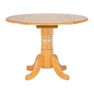Sunset Trading Oak Selections 42&quot Round Extendable Wood Dining Table in Oak
