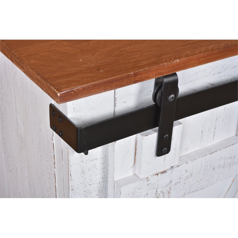 Sunset Trading Stowe Barn Door Wood Console/Media Cabinet/TV Stand in White