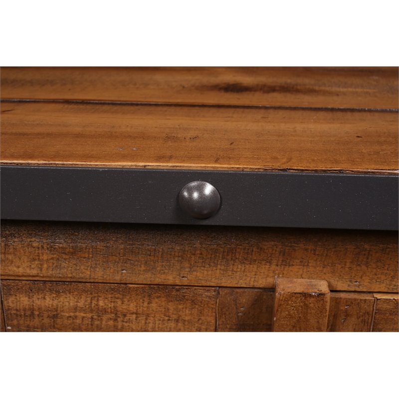 Sunset Trading Rustic City Wood Sideboard with Wheels in Distressed Oak