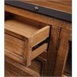 Sunset Trading Rustic City Wood Sideboard with Wheels in Distressed Oak