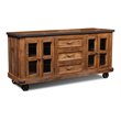 Sunset Trading Rustic City Wood Sideboard with Wheels in Distressed Oak