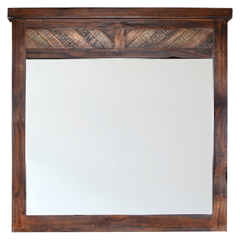 Sunset Trading Riviera Contemporary Solid Sustainable Pine Wood Mirror in Walnut