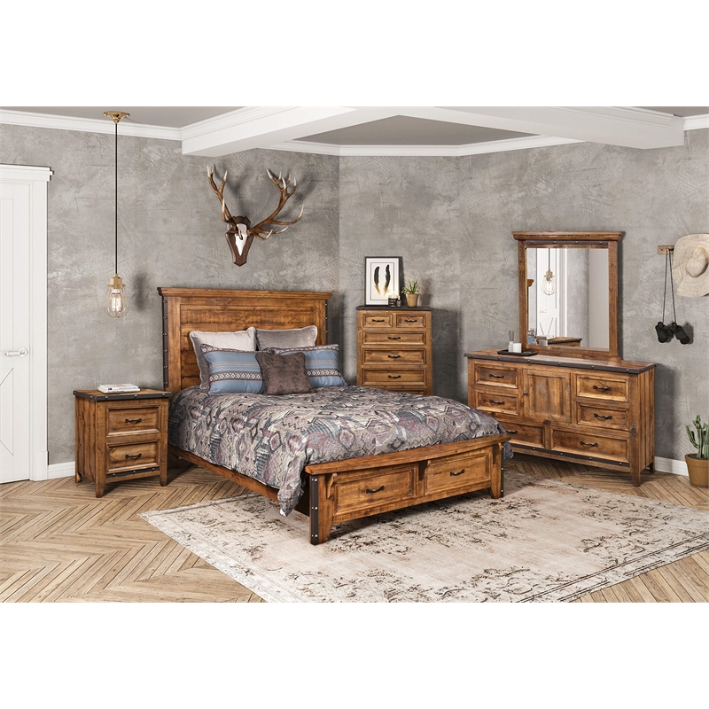 Sunset Trading Rustic City Contemporary Wood Mirror in Rustic Natural Oak