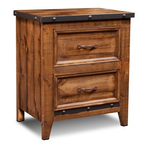 sunset trading rustic city 2-drawer contemporary wood nightstand in rustic oak