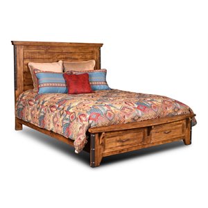 Sunset Trading Rustic City Wood King Bed with Storage Drawers in Rustic Oak