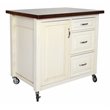 Sunset Trading Andrews Wood Kitchen Cart in Distressed Antique White & Chestnut