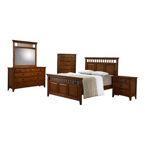 sunset trading tremont bedroom 5-piece wood queen bedroom set in chestnut