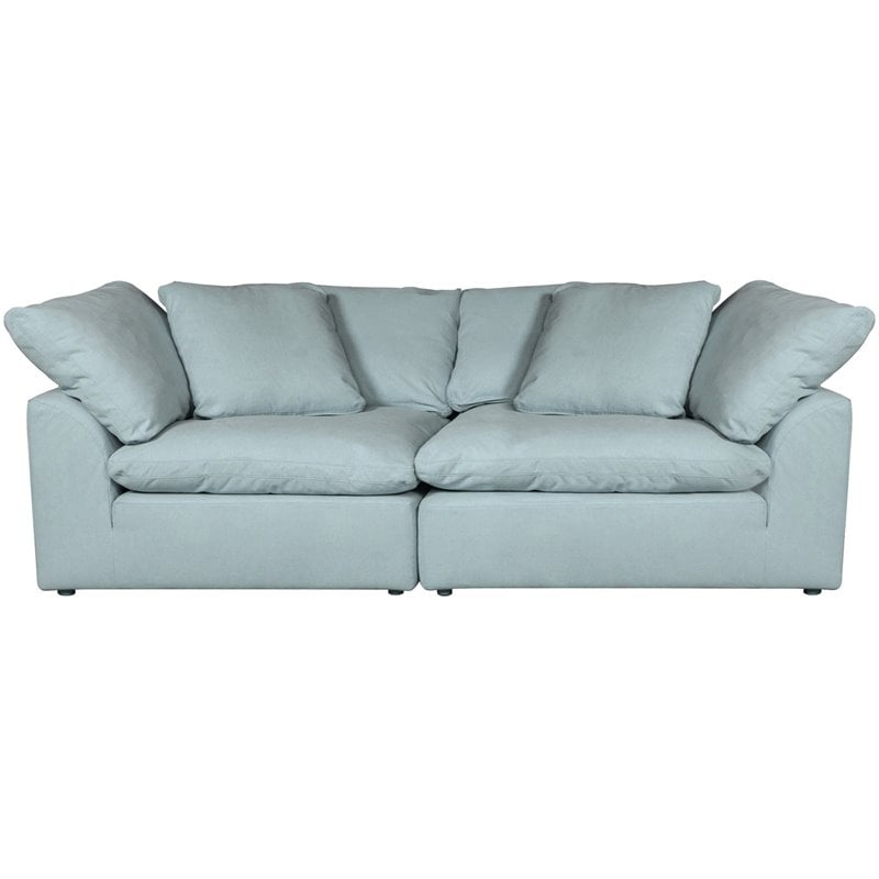 Sunset Trading Puff 2PC Slipcovered Modular Fabric Sectional Sofa in Blue