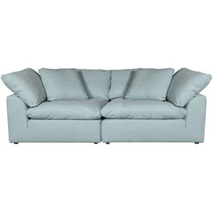 Sunset Trading Puff 2PC Slipcovered Modular Fabric Sectional Sofa in Blue