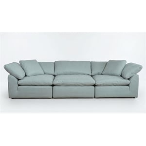 Sunset Trading Puff 3PC Slipcovered Modular Fabric Sectional Sofa in Blue