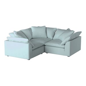 Sunset Trading Puff 3PC Slipcovered Modular Fabric Sectional in Blue