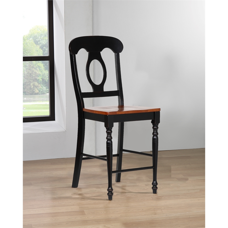 Sunset Trading Black Cherry Selections Wood Barstools in Black (Set of 2)