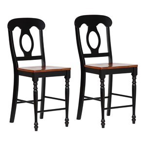 Sunset Trading Black Cherry Selections Wood Barstools in Black (Set of 2)