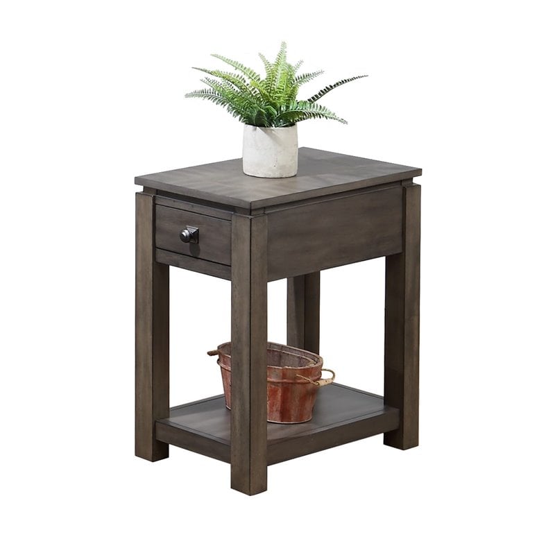 Sunset Trading Shades of Gray Wood Table Set with Drawers and Shelves in Gray