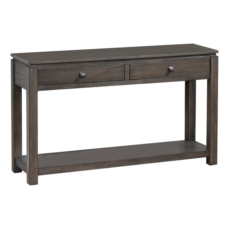 Sunset Trading Shades of Gray Wood Sofa Console Table with Drawers/Shelf in Gray