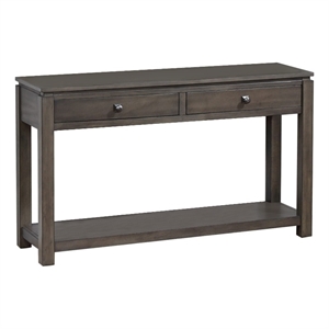 sunset trading shades of gray wood sofa console table with drawers/shelf in gray