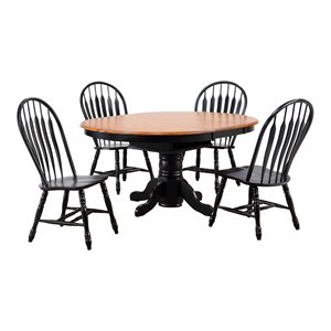 Sunset Trading Black Cherry Selections 5-Piece 66&quot Oval Wood Dining Set in Black