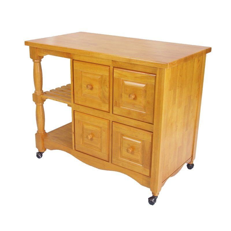 Sunset Trading Oak Selections Oak Selections Regal Wood Kitchen Cart in Oak