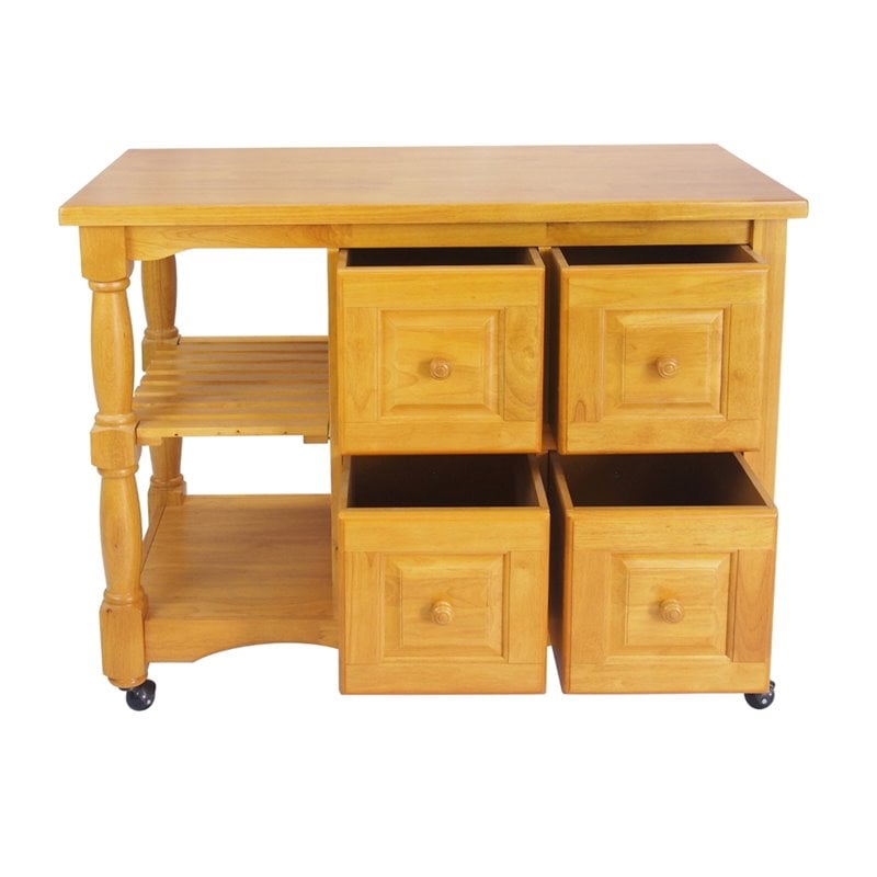 Sunset Trading Oak Selections Oak Selections Regal Wood Kitchen Cart in Oak