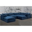 Sunset Trading Cloud Puff 7-Piece Fabric Slipcovered Modular Sectional in Navy