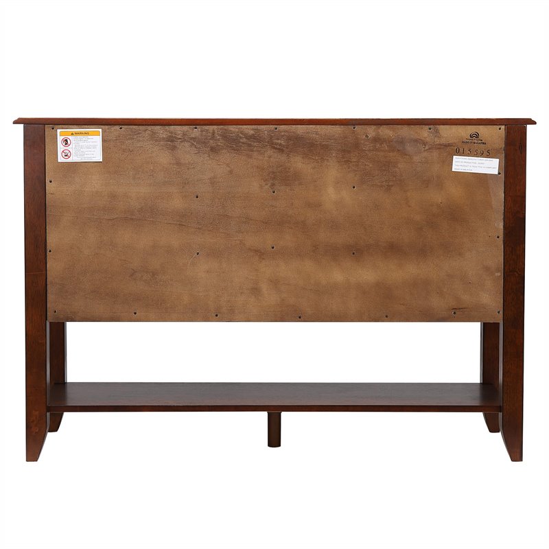 Andrews 3-Drawers 1-Large Open Shelf Cabinet Sideboard in Chestnut Brown Wood