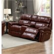 Luxe Leather Recliner Loveseat with Power Headrest and Console Storage in Brown