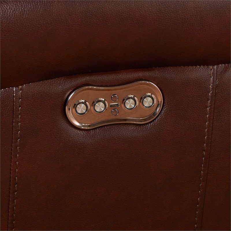 Luxe Leather Recliner Loveseat with Power Headrest and Console Storage in Brown