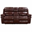 Luxe Leather Recliner Loveseat with Power Headrest and Console Storage in Brown