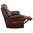 Luxe Leather Recliner Loveseat with Power Headrest and Console Storage in Brown