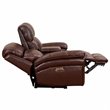 Luxe Leather Recliner Loveseat with Power Headrest and Console Storage in Brown