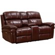 Luxe Leather Recliner Loveseat with Power Headrest and Console Storage in Brown
