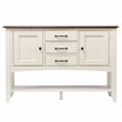 Andrews 3-Drawers 1-Large Open Shelf Sideboard in Antique White and Brown Wood