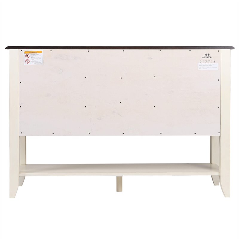 Andrews 3-Drawers 1-Large Open Shelf Sideboard in Antique White and Brown Wood