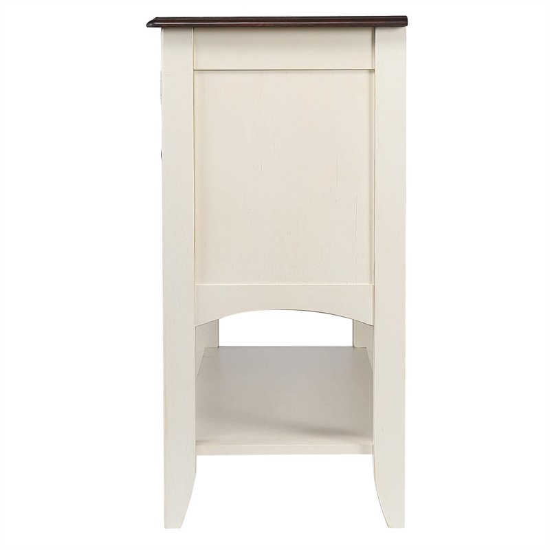 Andrews 3-Drawers 1-Large Open Shelf Sideboard in Antique White and Brown Wood